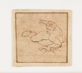 Estudo de uma figura masculina reclinada (caneta e tinta marrom)